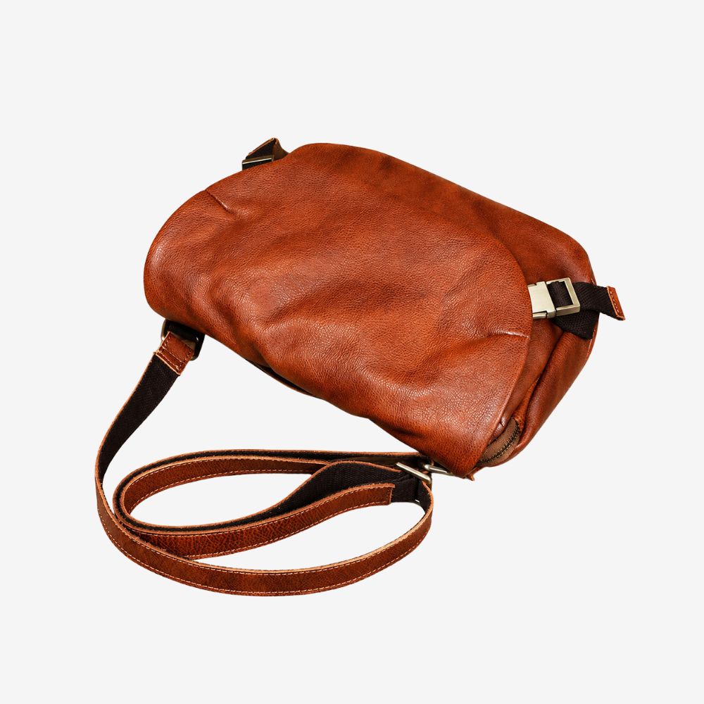 Sac bandoulière en cuir marron – Sac à épaule élégant pour hommes, compatible tablettes et ordinateurs portables