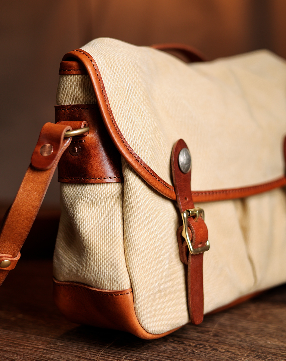 Compact Canvas & Leather Messenger Bag