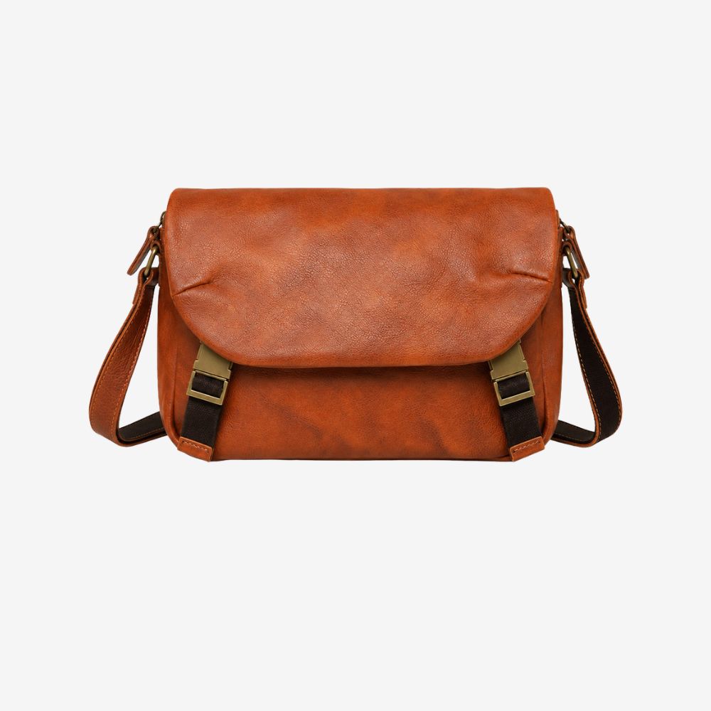 brown leather crossbody bag