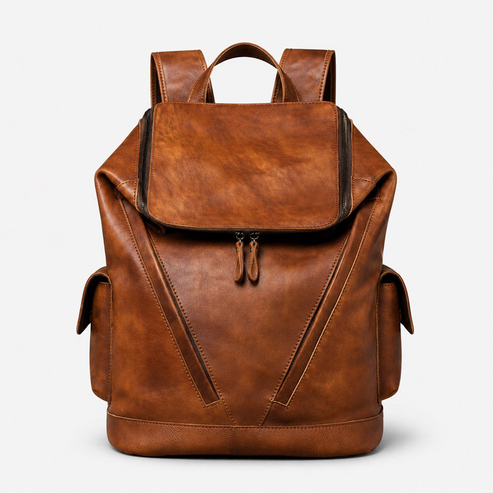 vegetable-tanned leather backpack for men