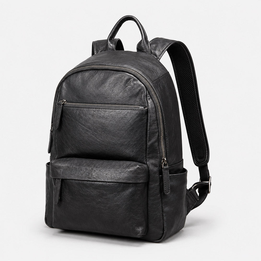 black commuter leather backpack