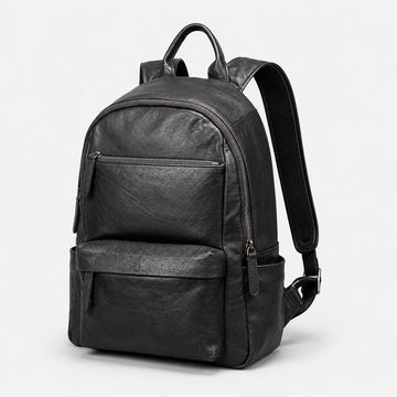 black commuter leather backpack