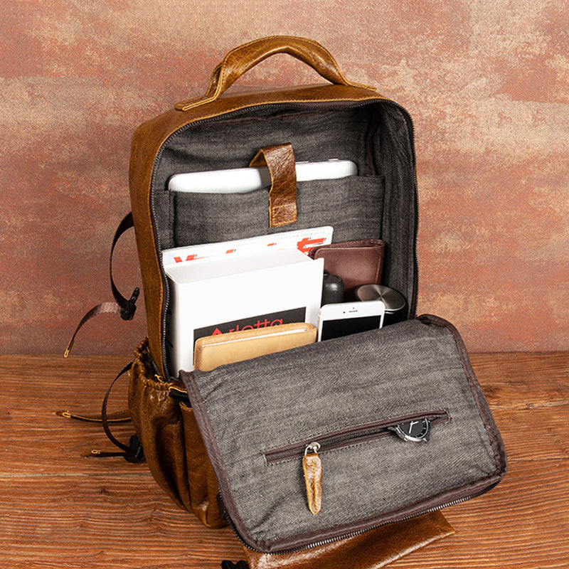 vintage-inspired leather backpack