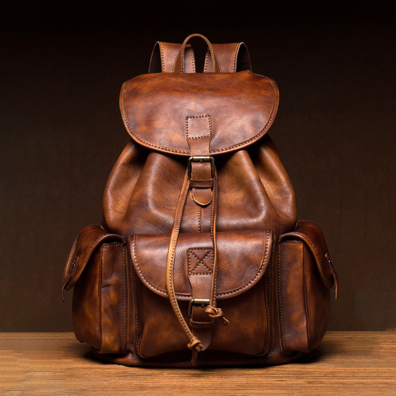 large leather backpack