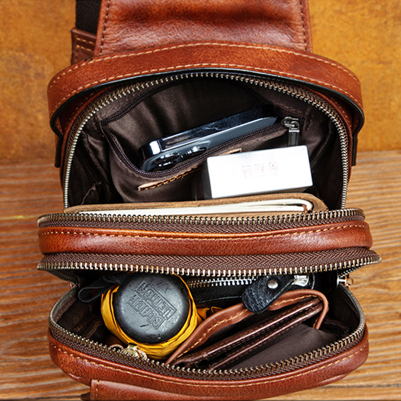 brown leather waist bag