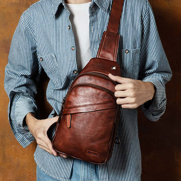 Leather Waist Bag – Deep Brown Leather Fanny Pack for Men