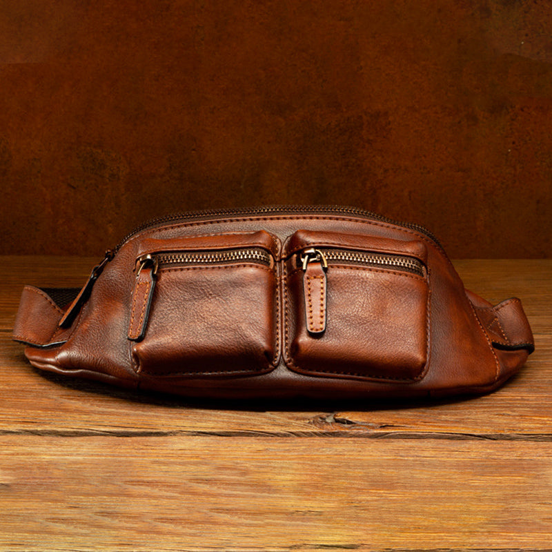 Sac banane design pour homme – Pochette ceinture en cuir dissimulée avec design multi-poches