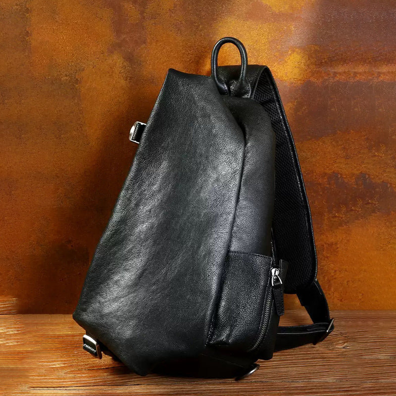 Black brown leather shoulder bag
