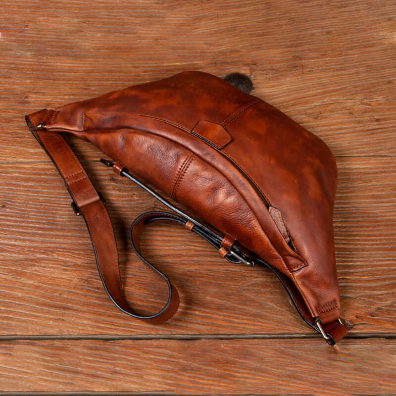 Large Leather Shoulder Bag for Men