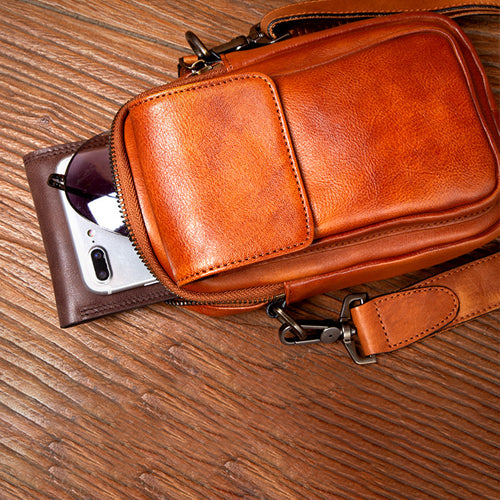 distinctive silhouette leather shoulder bag