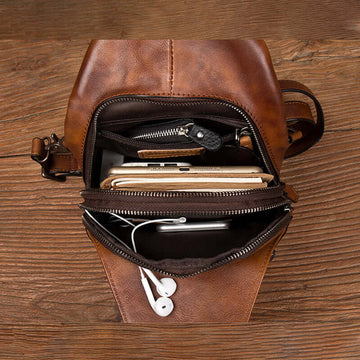 vintage leather backpack