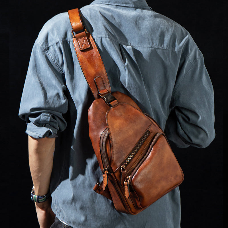 brown leather fanny pack