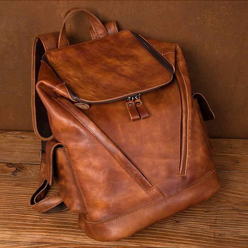 Brown Leather Backpack for Men
