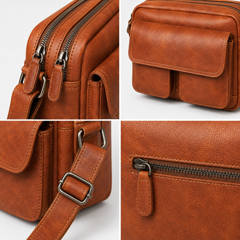 brown leather bag